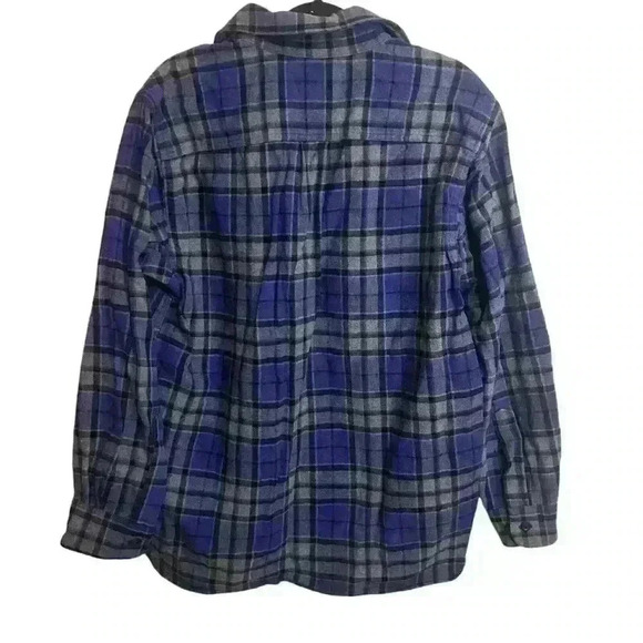 LL Bean Chamois Blue Plaid Flannel Button-Front Shirt Item ID 277981  Men's M - Picture 3 of 5